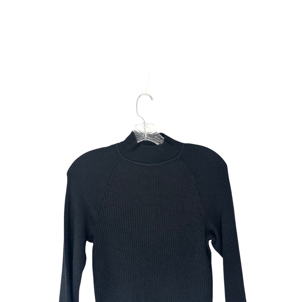 St. John Black Basic Ribbed Mock Neck Stretch Kni… - image 3